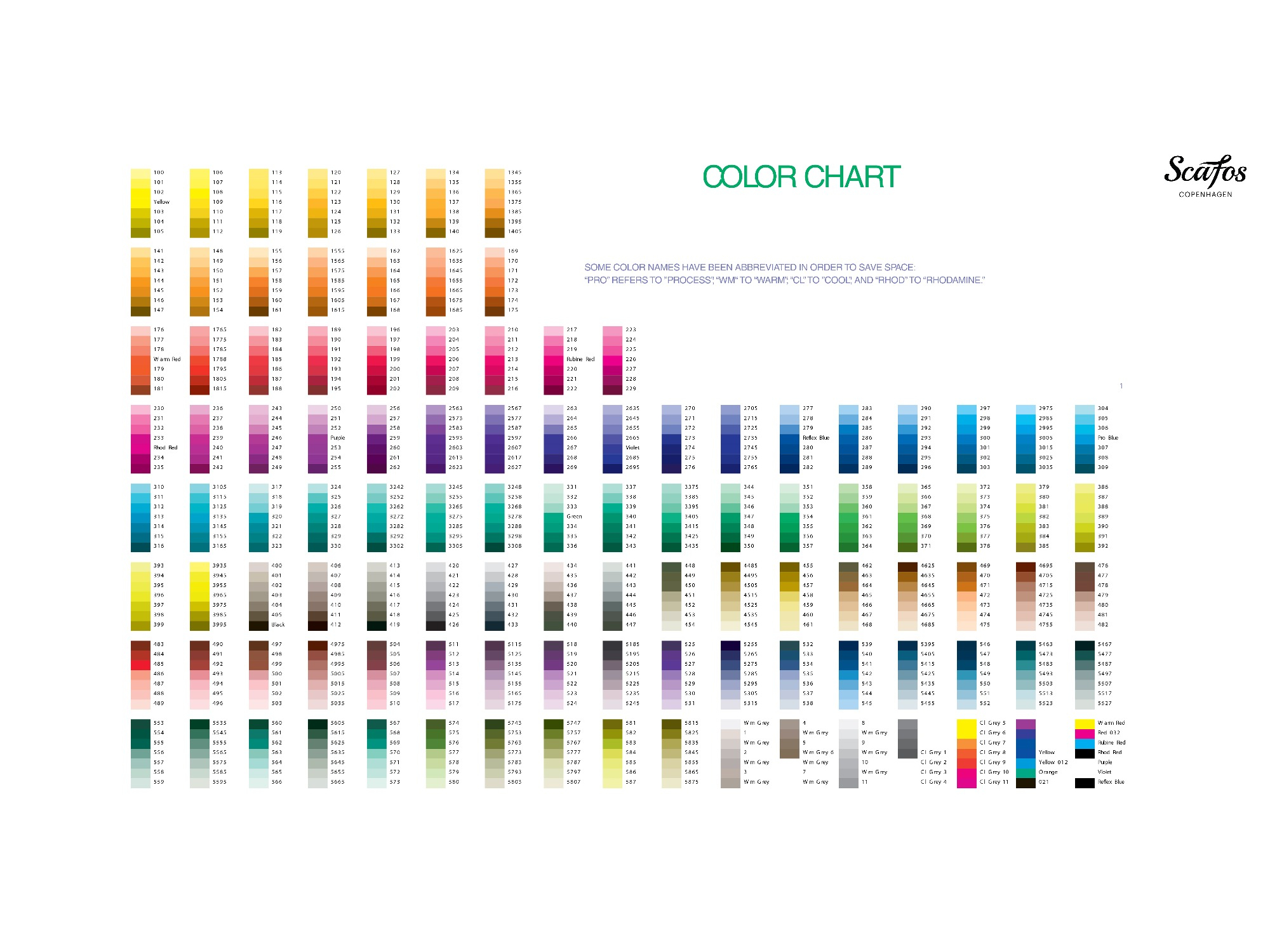 Color Chart On Fabric